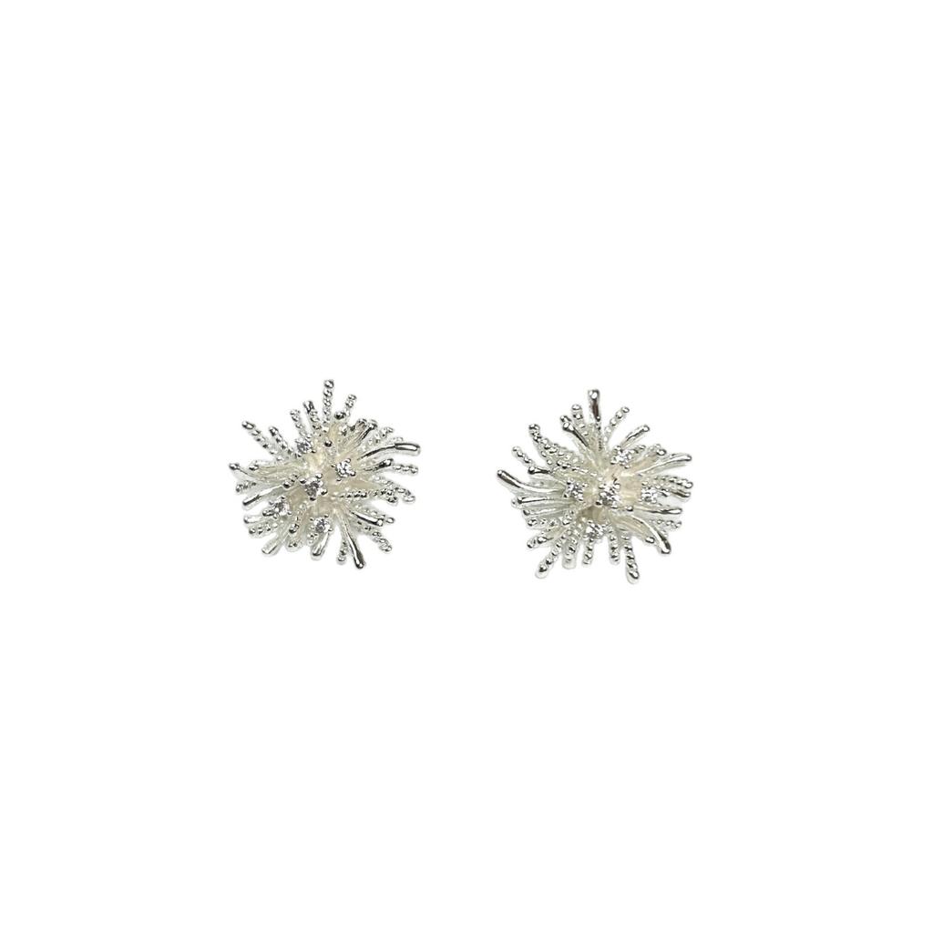 Silver fireworks earrings women's niche light luxury new popular high-end earrings temperament silver needle earrings