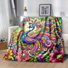 1pc Colorful Peacock amidst Lush Flowers Cartoon Blanket  Seasonal Home Decor Gift for Fans, Soft for Couch, Living Room, Travel, Camping