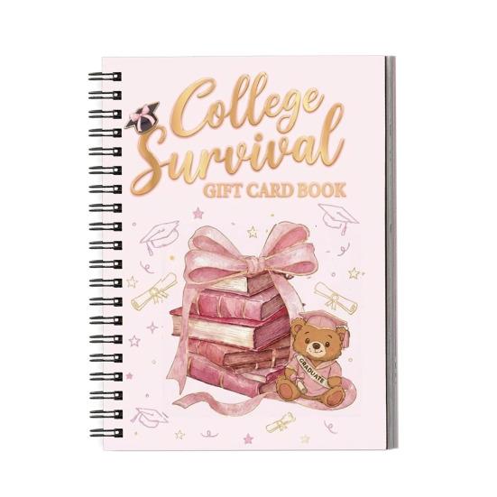 

College Graduation Gift Card Book with Cash Envelopes 24-Page Loose-Leaf Cards Cash Holder Creative Money Holder for Students Thoughtful Keepsake A