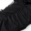 Schwarzes trägerloses gerafftes hochtailliertes Abendkleid - Europäischer und amerikanischer Stil Damen langes Kleid