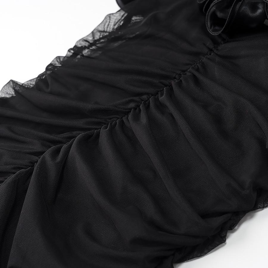 Schwarzes trägerloses gerafftes hochtailliertes Abendkleid - Europäischer und amerikanischer Stil Damen langes Kleid