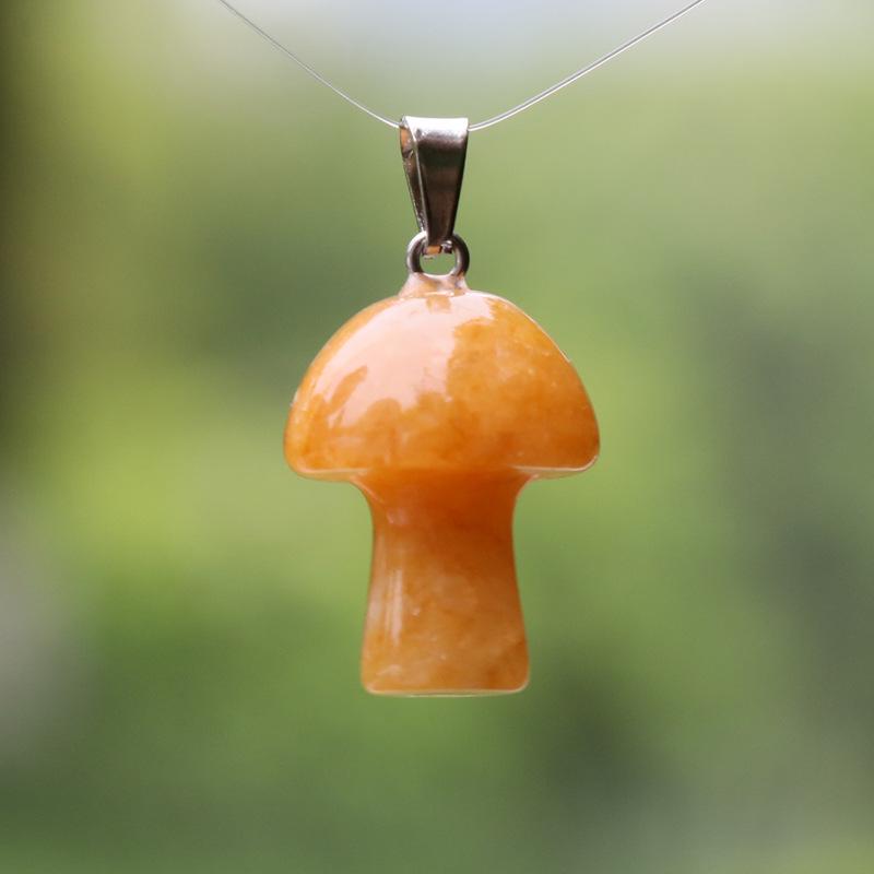2cm Natural Crystal Jade & Pink Tiger Eye Mushroom Necklace Pendant