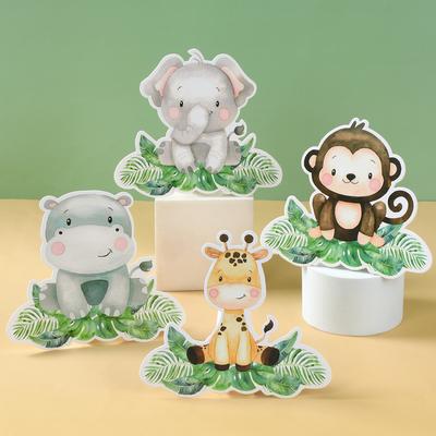 7 szt. Dekoracje Zwierzęta Dżungli Dzieci Śmieszne Dżungla Urodziny Safari Temat Dekoracje Zwierzęce na Imprezę Wild One 1. Urodziny Materiały
