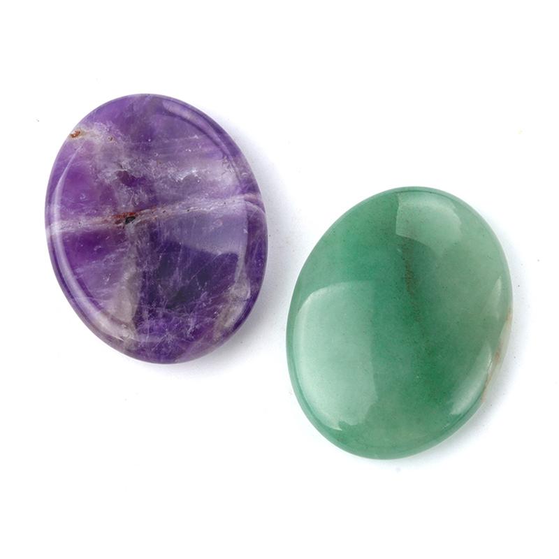 5pcs Thumb Worry Stones Natural Crystal Agate Ornaments Energy Stone Therapy Meditation Spiritual Natural Gemstone Decor 35X45mm