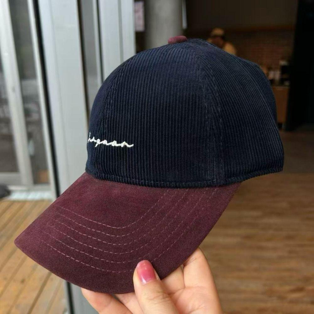 Embroidered Letter Baseball Hat Corduroy Breathable Travel Sunshade Hat Wide Brim Adjustable Bucket Hat Sports Activitie