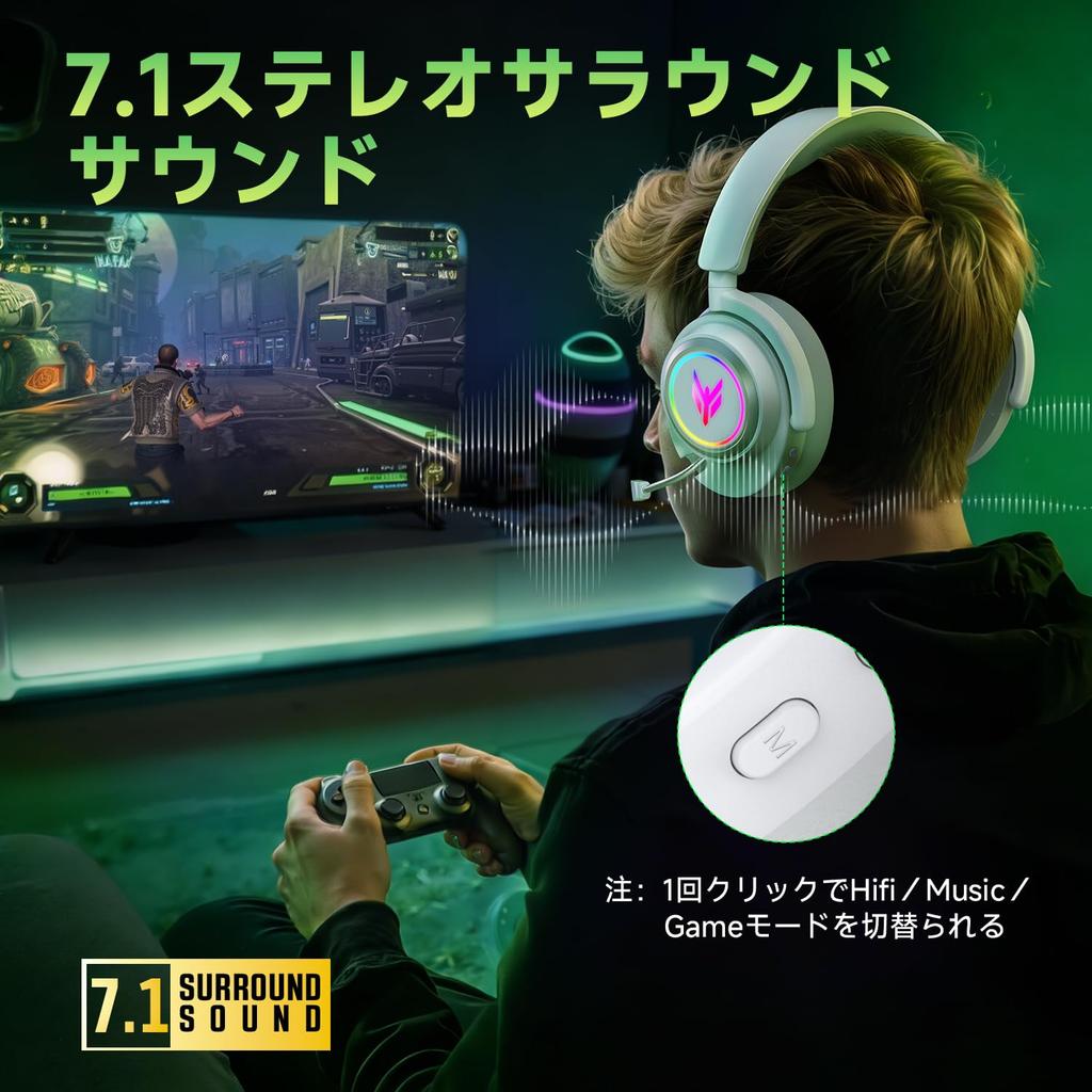 Wireless Gaming PS5 Noise with Latency Headset, 2.4G/Bluetooth 5.3/Wired, Compatible, Cancelling, Microphone, Ultra-Low (<20ms)