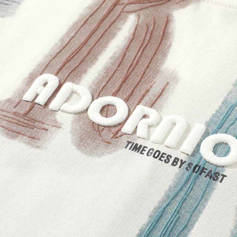 T-shirt da uomo in cotone pettinato, vestibilità larga, ricamata