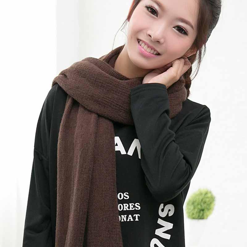 

Новая женская мода Зима Мягкий Однотонный Длинный Шаль Шарф Вязаный Длинный Шарф Coffee