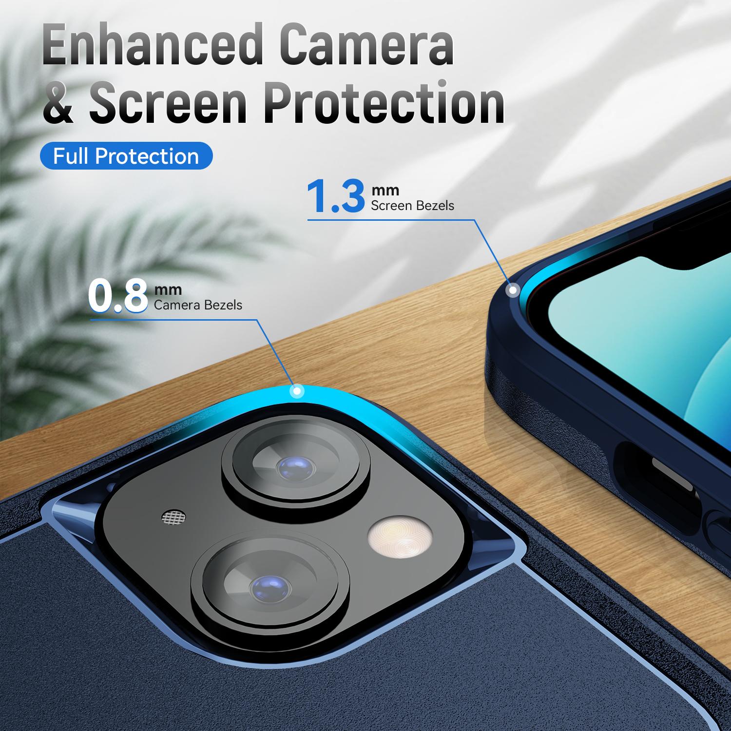 

For iPhone 15 PC+TPU Drop-proof Phone Case Anti-scratch Protection Cover Blue