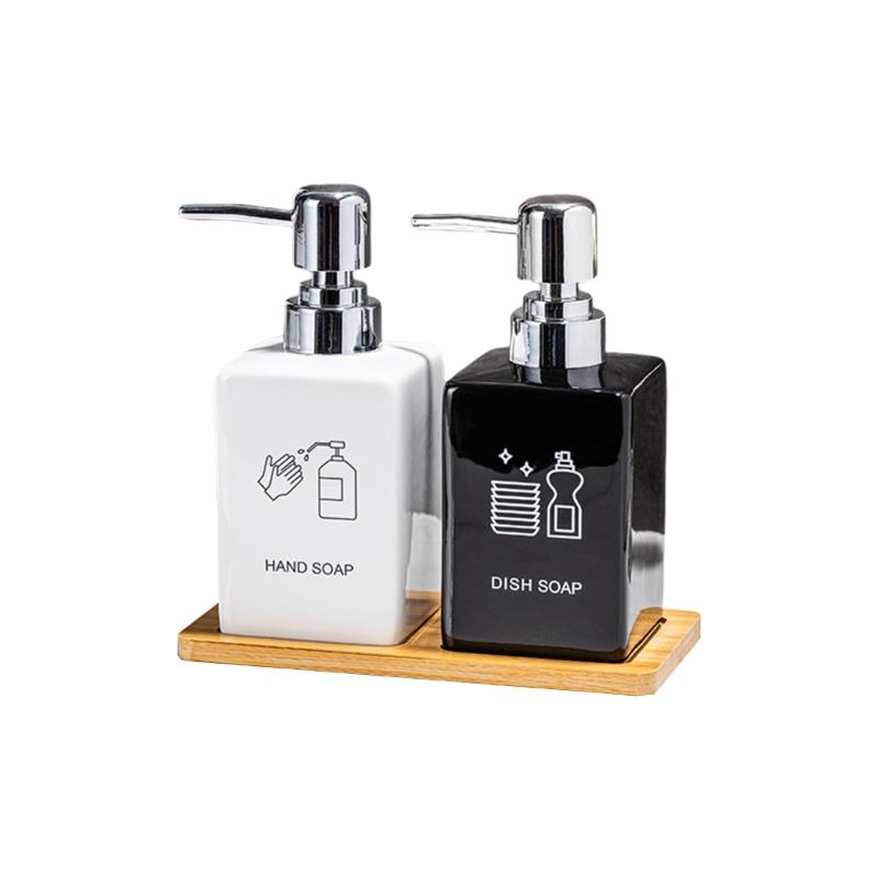 Reusable Press Type Liquid Dispenser Bottle Ceramic NonMetallic Portable Design for Shampoo Soap Lotion Friendly Home Use