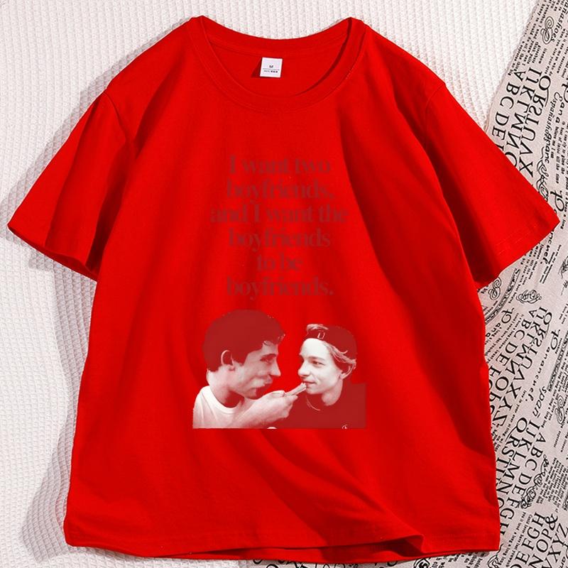 

I Want Two Boyfriends TShirt Josh OConnor Graphic Tees Casual Cotton Short Sleeve Round Neck Tshirt Loose Streetwear S