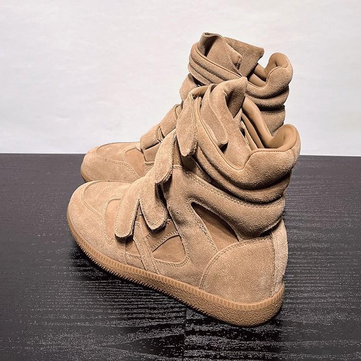 Leather high-top shoes for women's 2025 autumn new brown versatile small thick-soled heightening casual sports board shoes tide