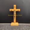 F26C Wood Catholic Jesus Cross Crucifix with Stand Religious Prayer Tabletop Decoration Home Shelf Tabletop Ornaments Gift