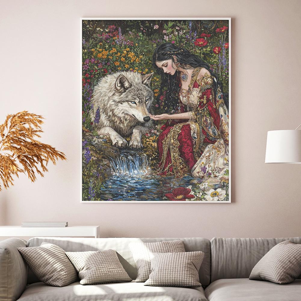 Kompletní vyšívací nit z ekologické bavlny 11CT tištěná sada pro dívčí křížkový steh Art Decor