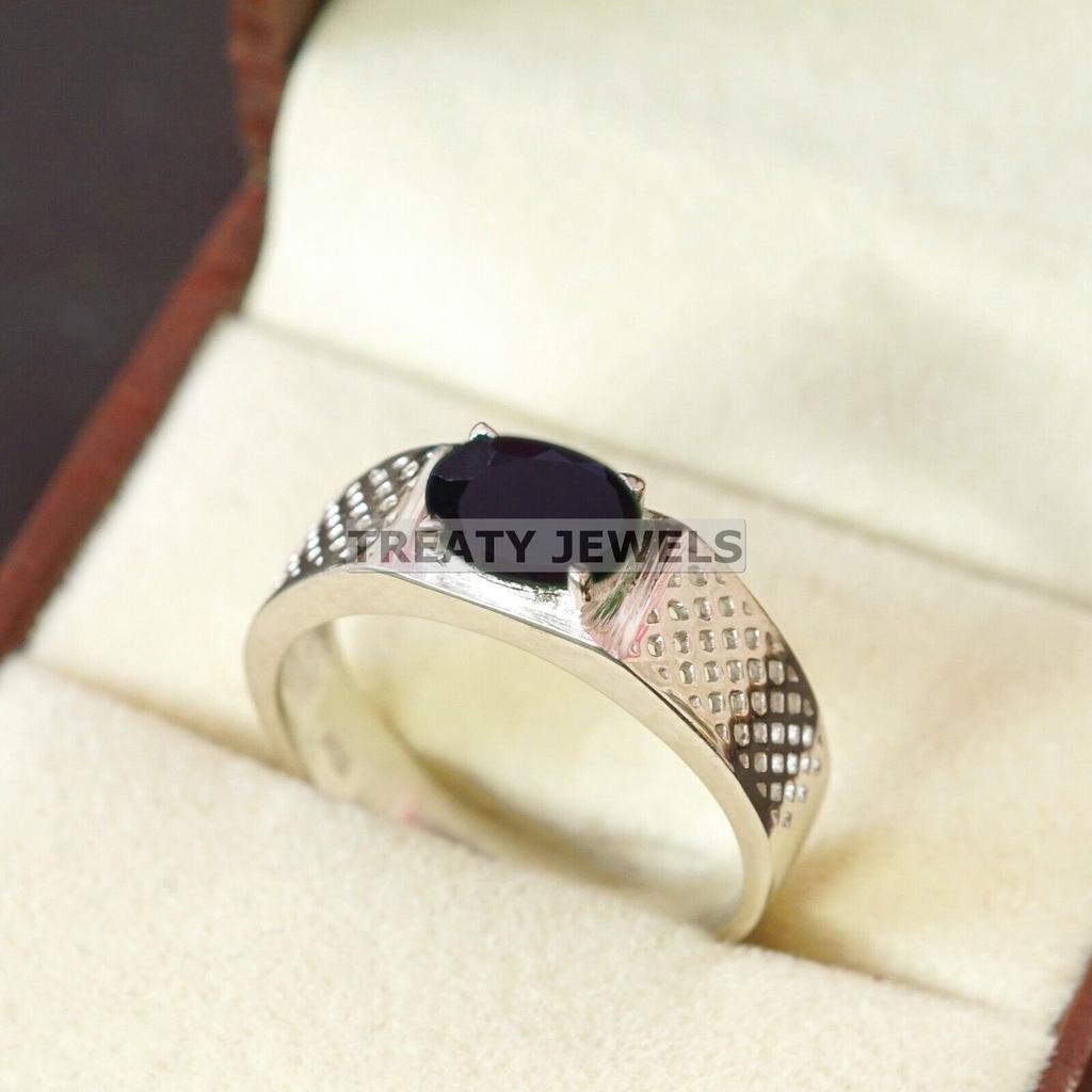 Black Onyx Oval Cut Gemstone With 925 Sterling Silver Ring For Men's #A813 JL375666901783