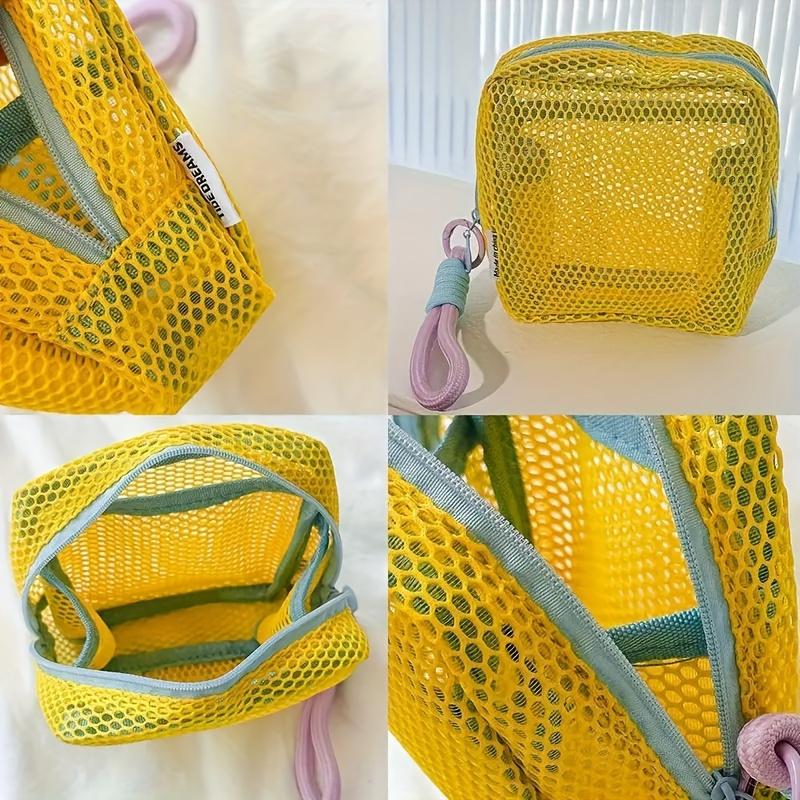 Lightweight Mesh Makeup Bag Travel Portable Cosmetic Storage Bag with Zipper Square Wash Bag Multi-purpose Sundries Storage Bag