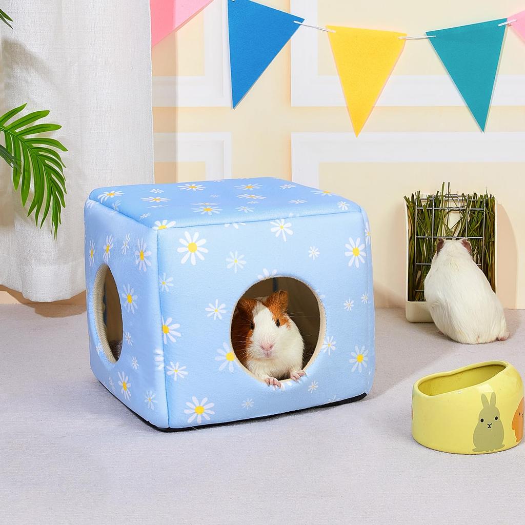 Guinea Pig Hideout Bed Washable Guinea Pigs Hiding House Cozy Bunny Rabbits Bed for Small Pet Hamster Chinchilla Accessories