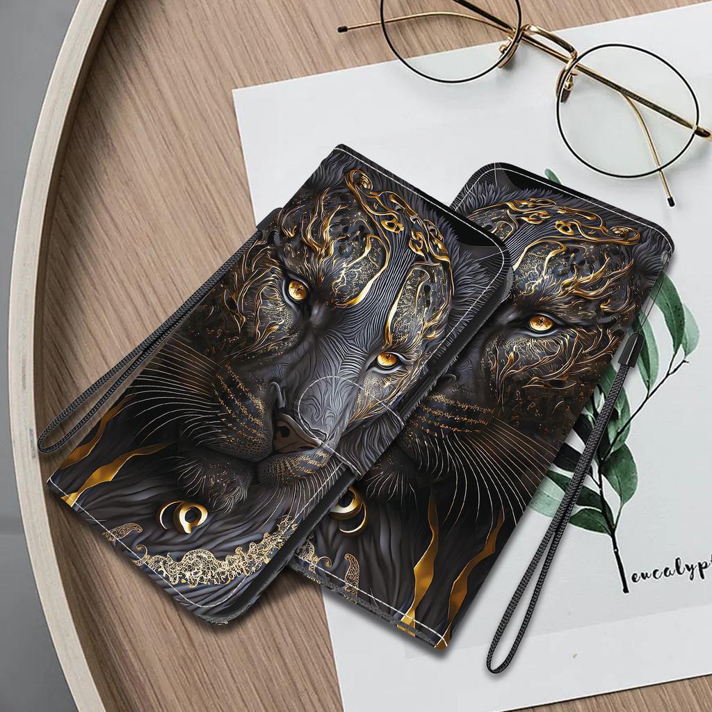 Handmade PU Leather Flip Case for Samsung Galaxy XCover7 (SM-G556B/G556BU1)- Anti-Slip Shockproof Cover with Wrist Strap & Heart/Rose Cat Designs