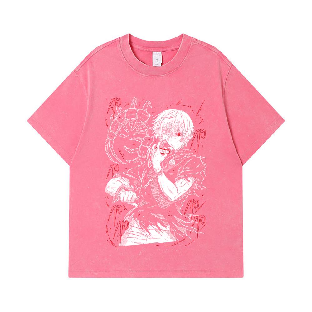 275 GSM Washed T-shirts 100% Cotton Tokyo Ghoul V1 Print Unisex Heavy Cotton T Shirt