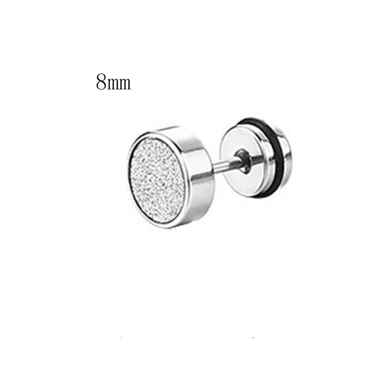Simple Punk Scrub Stainless Steel Earrings High Grade Round Barbell Style Stud Ear Jewelry Party Gifts For Women Men