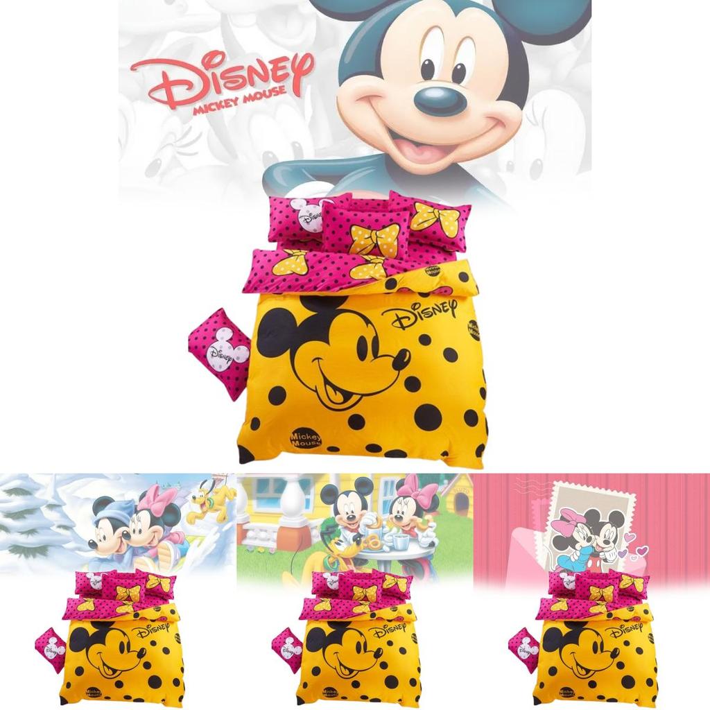 Mickey Mouse Kids Bedding Set With Long Staple Cotton Four Piece For Nursery And Toddler Room