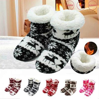 Adult Christmas Deer Boots Winter Shoes Christmas Home Slippers Xmas Indoor Shoes Warm Cotton Shoes