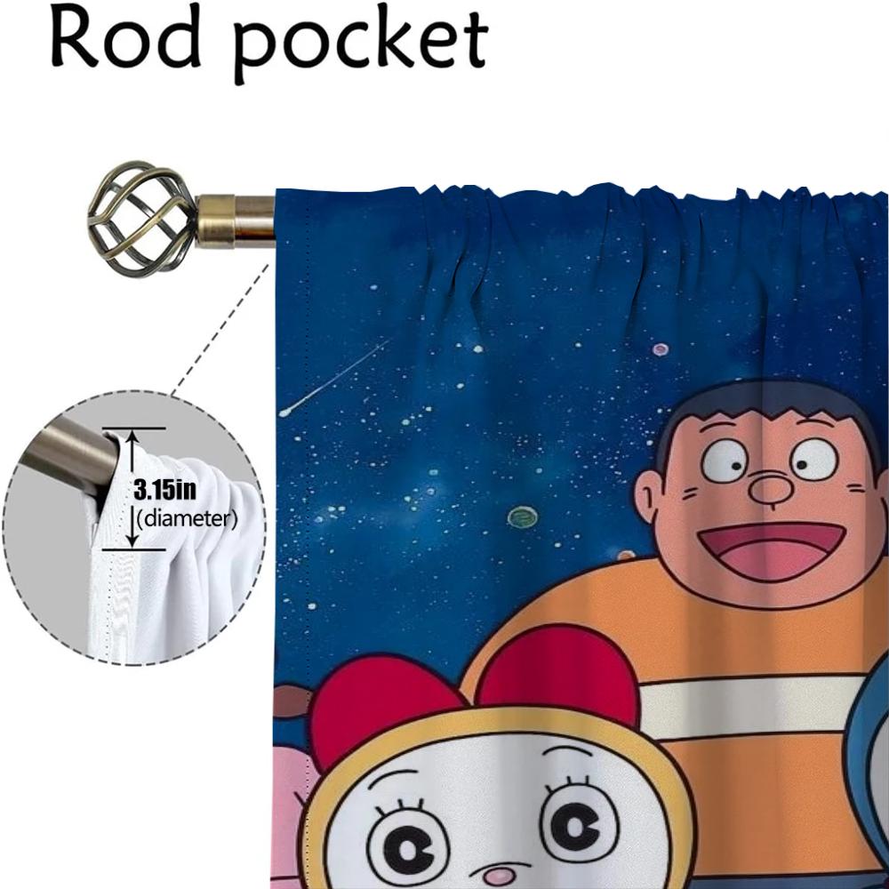 Doraemon Zasłona Zaciemniająca do Pokoju 2 Panele Zasłony Wnętrza Domu Tiul do Sypialni Dekoracja Halloween Przegroda Żaluzje Salon
