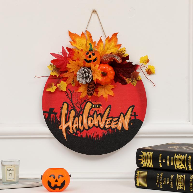 Listing Decoration Garland Halloween Simulation Pumpkin Maple Leaf Wall Hanging Scene Layout Door Pendant Decoration
