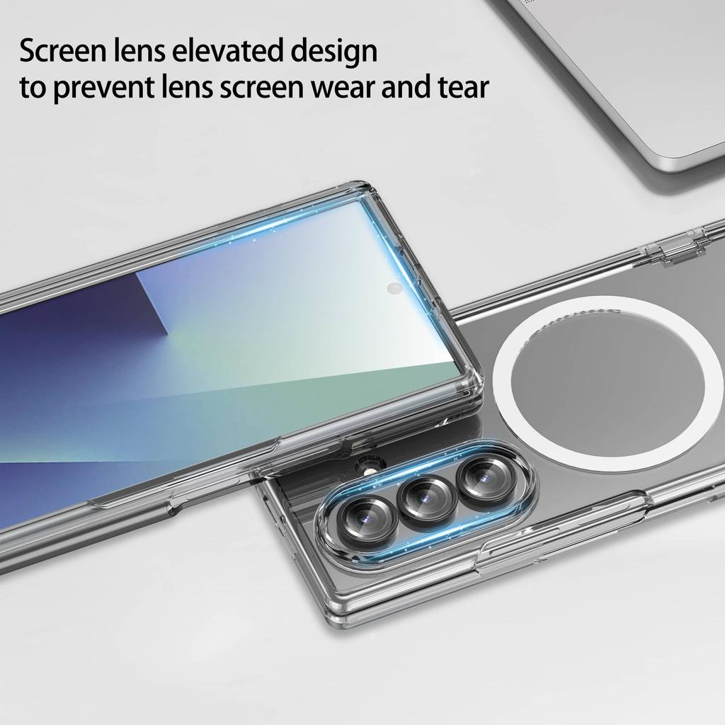 For Samsung Galaxy Z Fold 7 Magnetic Case, Full Body Shockproof Slim Cover with Built-in Screen Protector and Hinge Protection