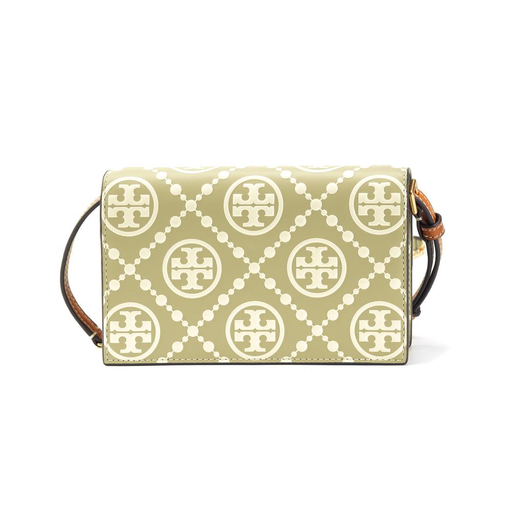 Tory Burch T Monogram Color Block Signature Chain Shoulder Strap Magnetic Closure Embossed Leather Crossbody Wallet Women Wallet 160483-300