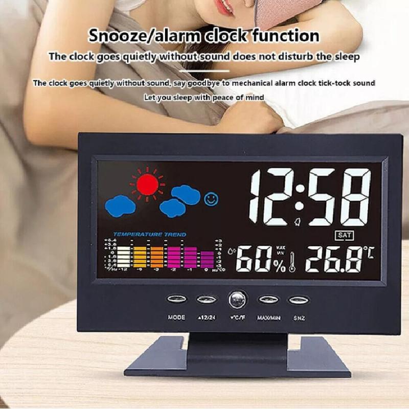 Digital Simplified Modern Alarm Clock Calendar Temperature Display Home Bedroom