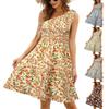 Summer Beach Skirt Floral One Shoulder Medium Length Dress Bohemian Strapless Strapless Dress