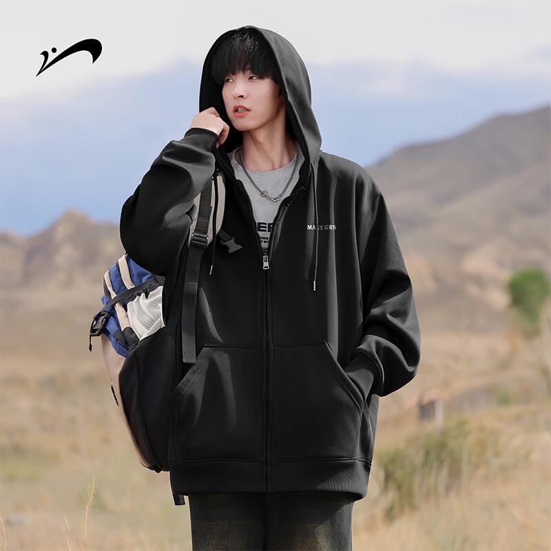 

Guirenniao Men s Hooded Zip-Up Sweatshirt Jacket L