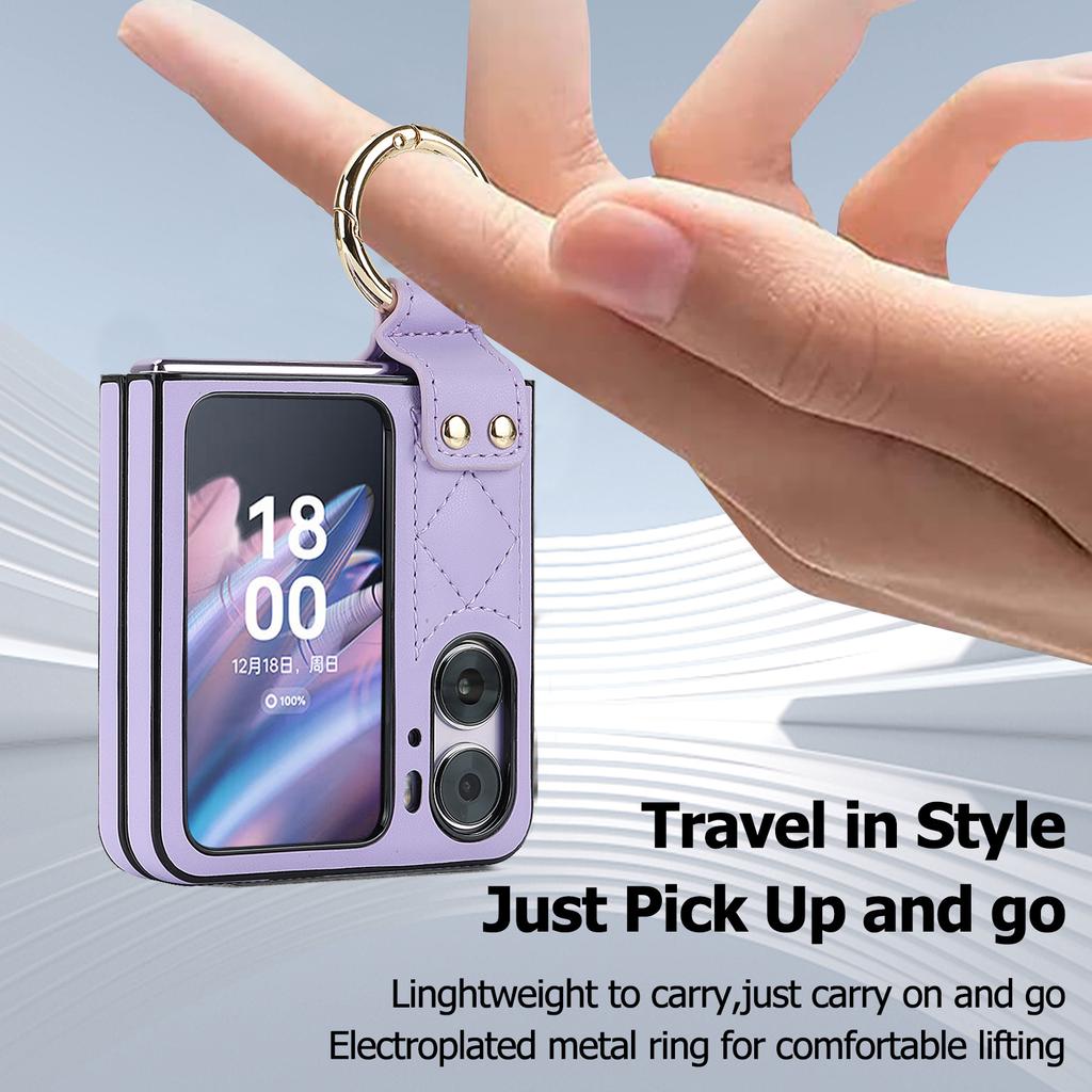 Emboss Diamond Ring Holder Leather Phone Case for OPPO Find N2 Flip 5G N2Flip CPH2437 N 2 Kickstand Ultra Thin Shockproof Cover