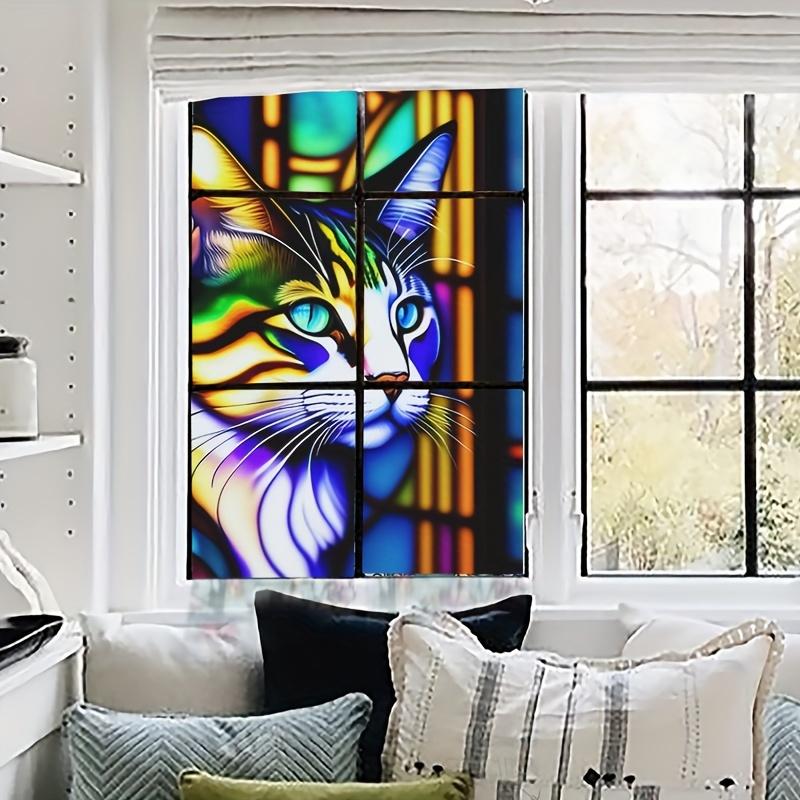 Cat Pattern Glass Window Electrostatic Sticker Privacy Window Film Static Cling Decoration Door Living Room Removable Home Decor