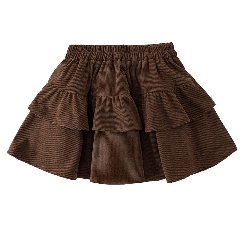 

Милая юбка-трапеция из вельвета с оборками для девочек — корейский стиль для осени и зимы 150 cm