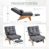Modern Adjustable Backless Fabric Lounge Chair with Footrest, Lumbar Cushion and Wooden Legs for Living Room/bedroom/study Room (grey Corduroy)
