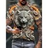 3D Print Animal Tiger Totem T-Shirt For Men Summer Short Sleeve Casual Tee Shirts Clothes Mens Tiger Printed Oversized Tshirts