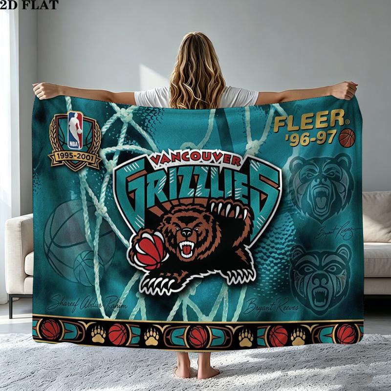 Vintage Vancouver Grizzlies Print Flannel Blanket High Quality Warm Comfortable Cover for All Seasons Perfect for Gifts Home Decor