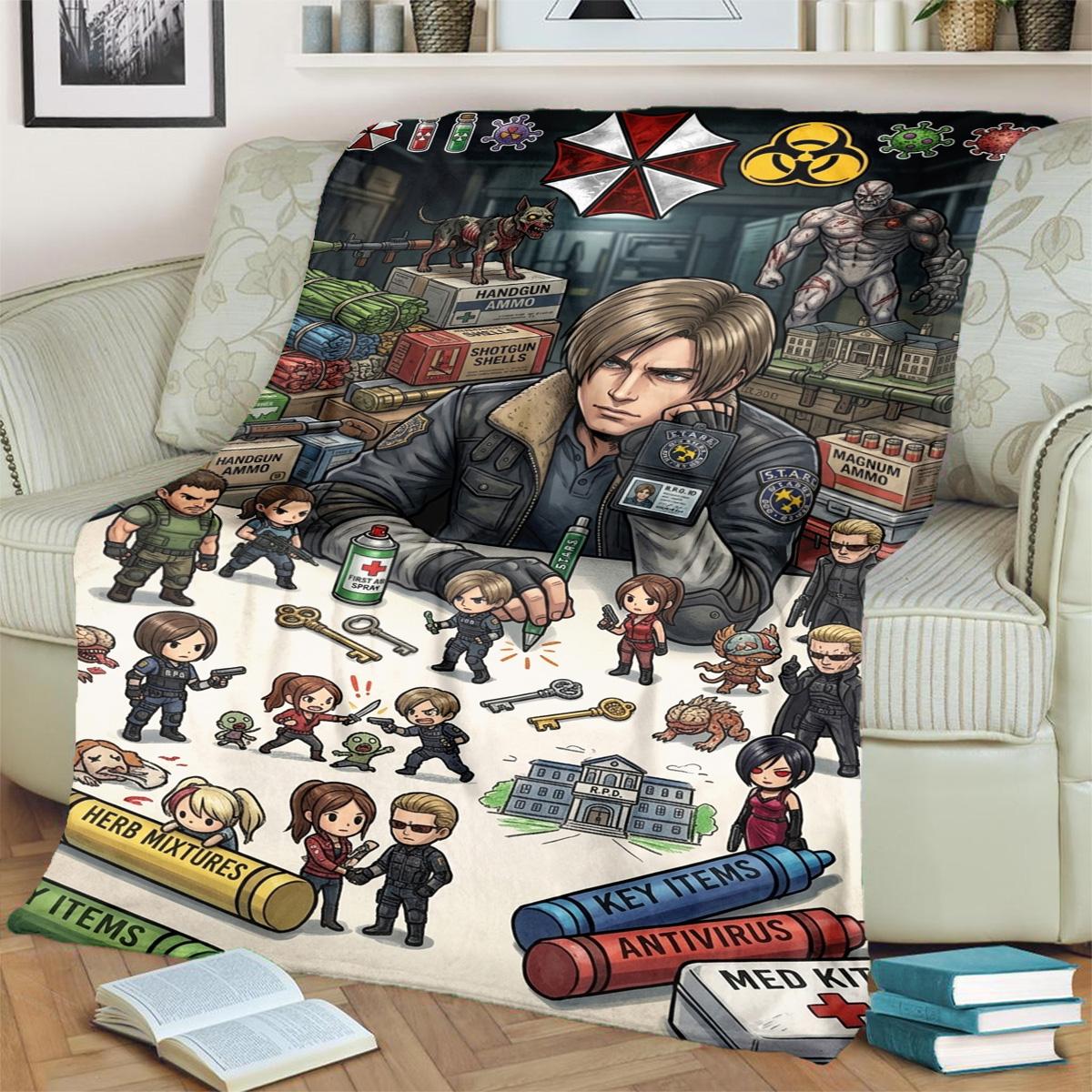 

Resident Evil Warm Comfortable Print Flannel Blanket for Sofas, Bedrooms, Beds, Chairs, Travel, Picnics-kwq177 75x90cm