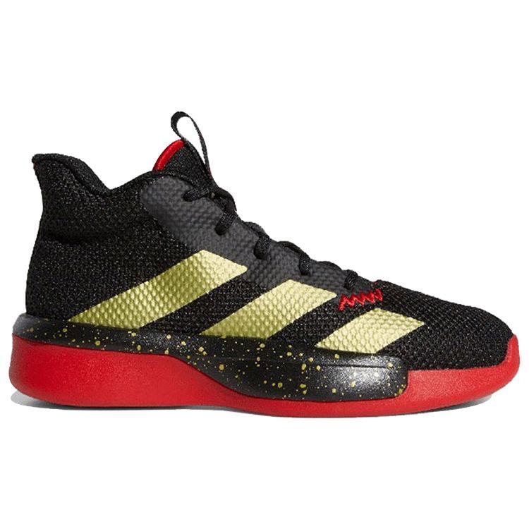 Adidas Pro Next J Mid Top Kids Basketball Shoes Black Gold Red 2019 Kids Basketball Shoes FV4718