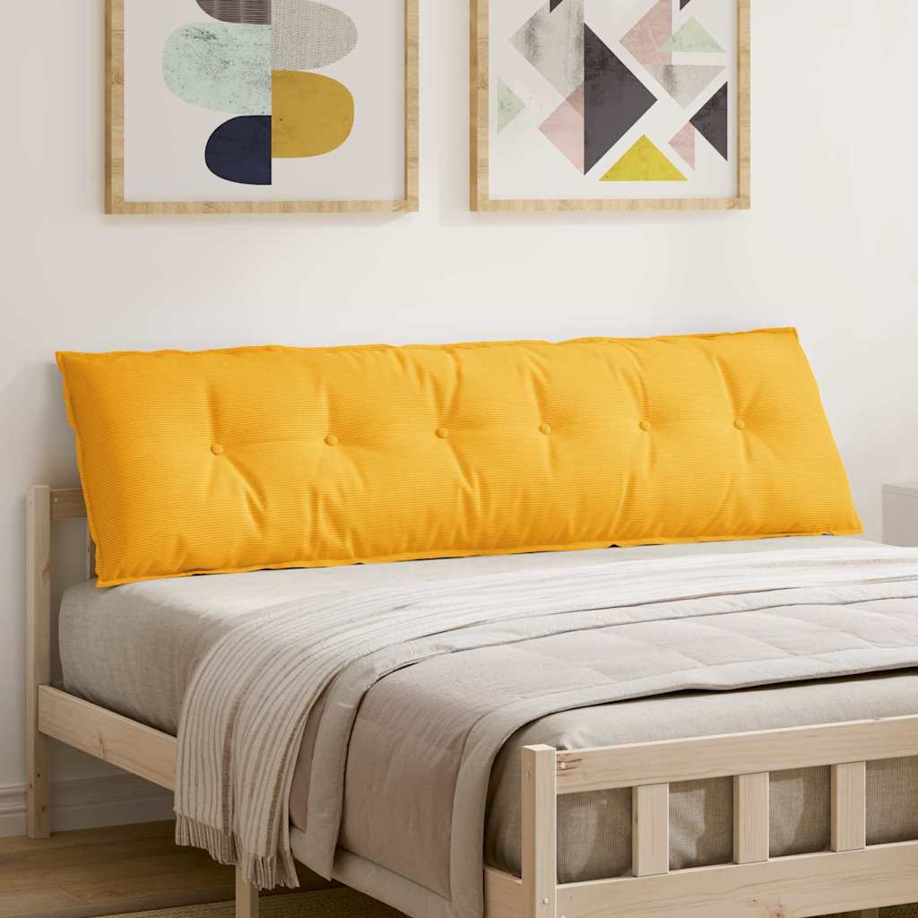 Back Cushion Light Yellow 180 x 50 cm Cord Fabric