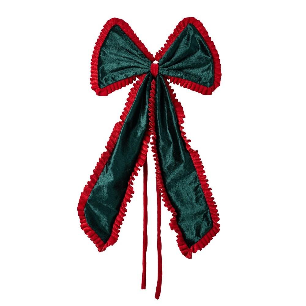 Ruffle Christmas Tree Topper Bow Long Streamers Tree Bow with Long Tails  New Year Decor