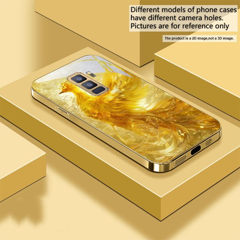 The golden red phoenix For Samsung Galaxy S20 FE S21 S22 S23 Plus S24 Ultra 25Ultra S21+ S9+ S22Plus Golden glass phone case