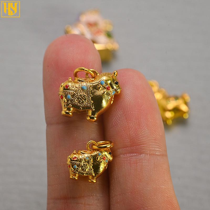 24k Gold-Plated Brass Zodiac Horse Pendant - Chinese Style DIY Jewelry Necklace Accessory