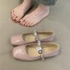 Gentle Fairy Wind Ballet Single Shoes 2025 New French Temperament Socialite Pink Metal Buckle Word Mary Jane Shoes