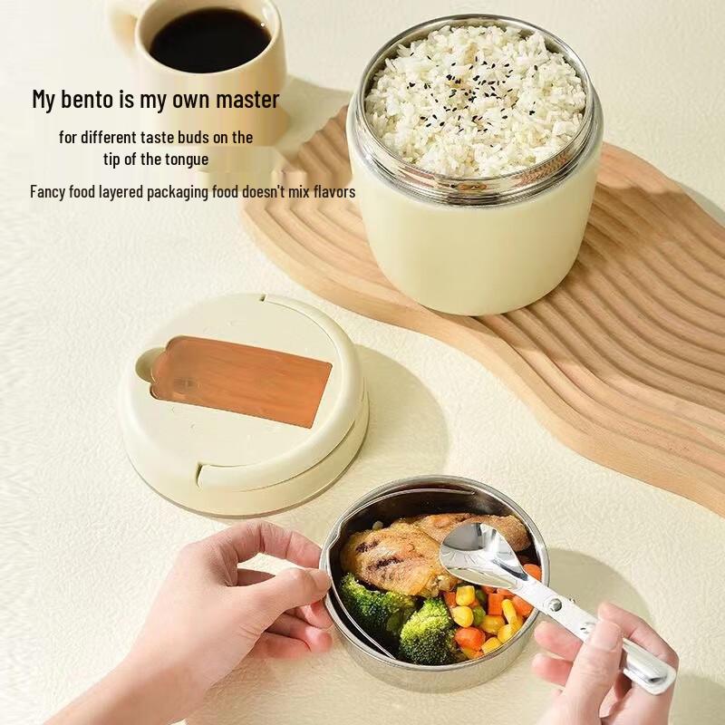 Portable 1.2L Vacuum Insulated Lunch Pot with Folding Spoon