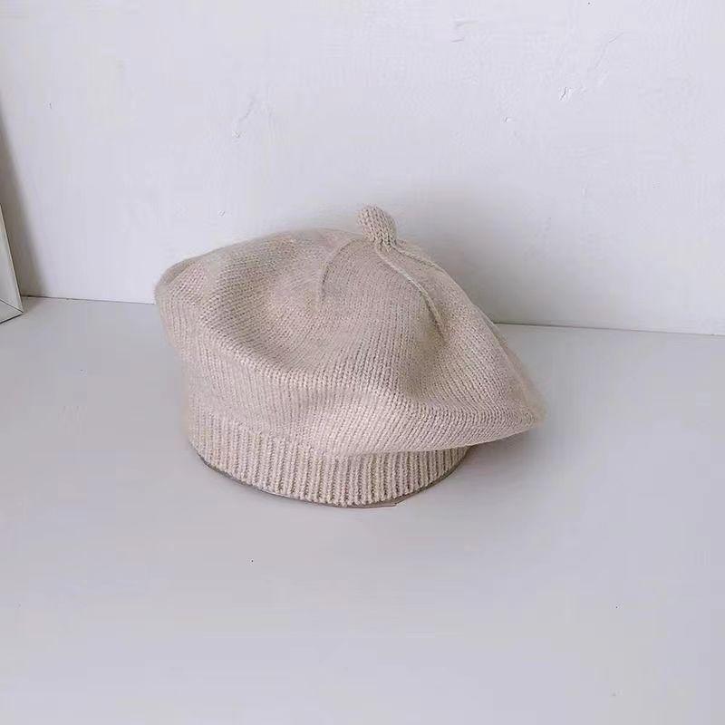 Baby Hat Cute Bear Knitted Ear Hat Children's Winter Thickened Warm Wool Hat Korean Version of Infant Hat