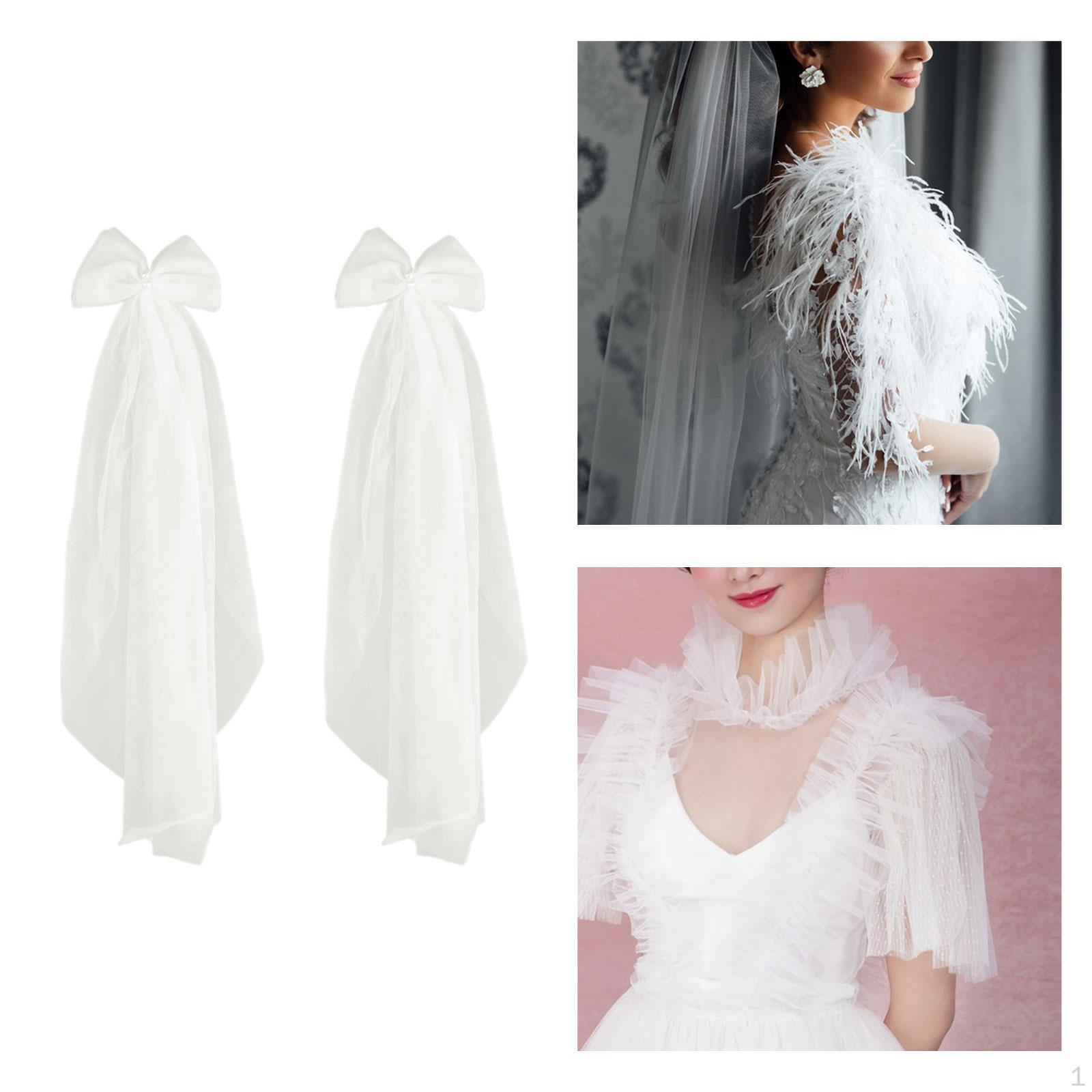 

1 пара свадебных платьев с фатой и декором, накидка женская, сетчатая, из тюля Ivory White