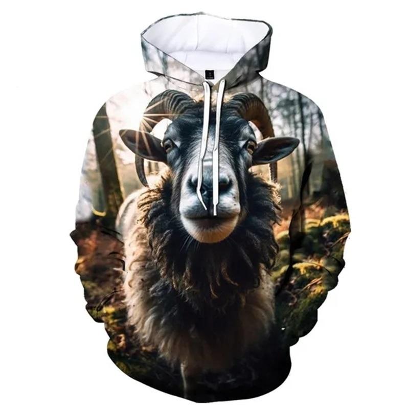 

Толстовки з 3D-друком вівці для чоловіків Світшоти з капюшоном із зображенням тварин і кози Дитячі смішні милі вуличні пуловери Жіноча толстовка 3XL